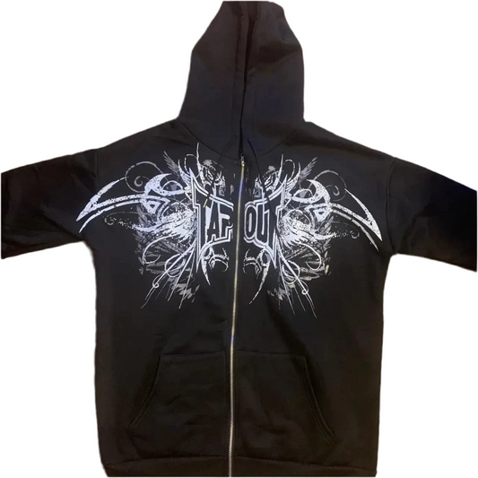 Hip Hop Retro Tapout Zipper Hoodie