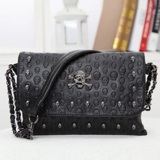 STREET Small practical leather bag with skull/27*17*5cm