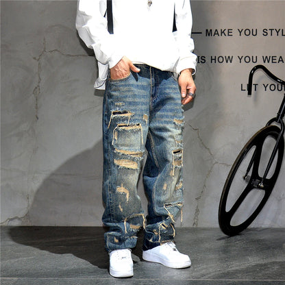 STREET Wide-leg denim pants,MEN