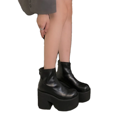 Black Boots Rock Shoes Woman