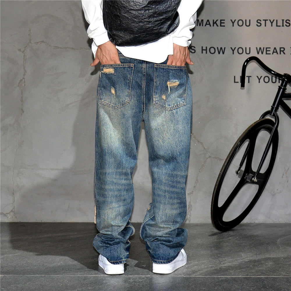 STREET Wide-leg denim pants,MEN