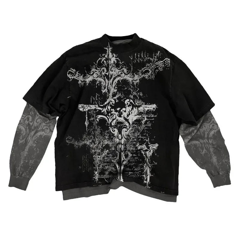 Street Skull Cross Large  T-shirt Retro