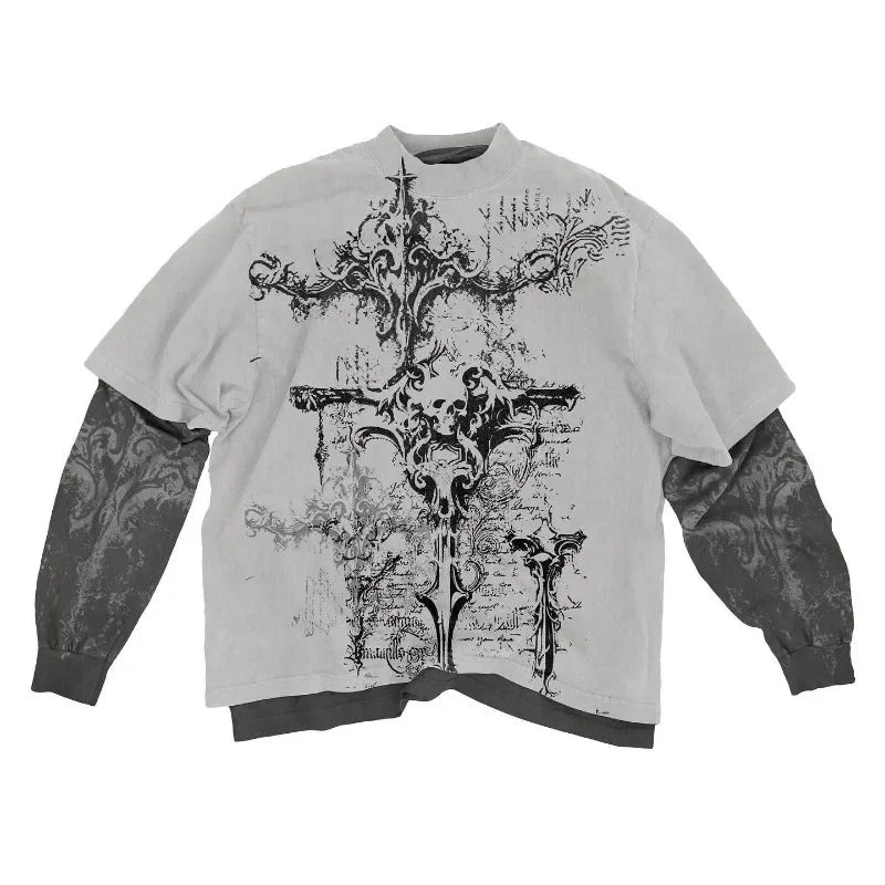 Street Skull Cross Large  T-shirt Retro