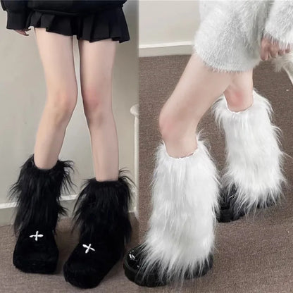 Faux rabbit fur foot covers 25/40cm