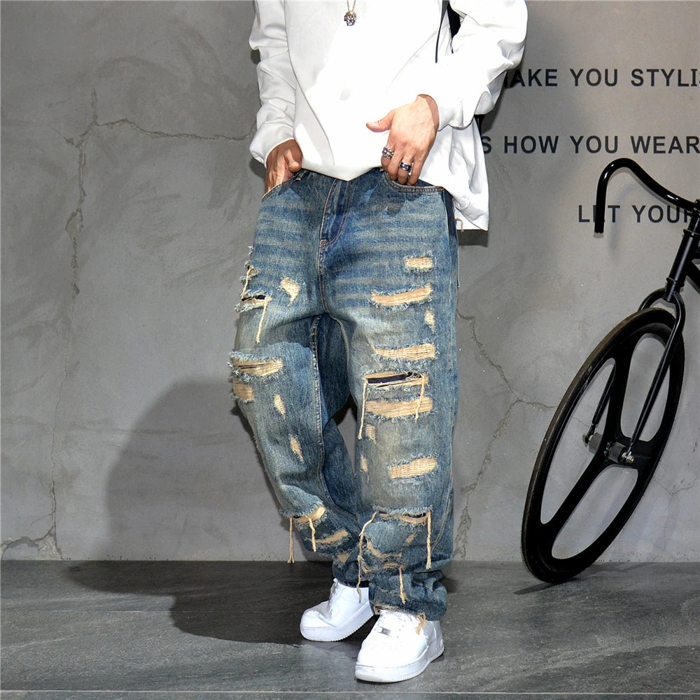 STREET Wide-leg denim pants,MEN