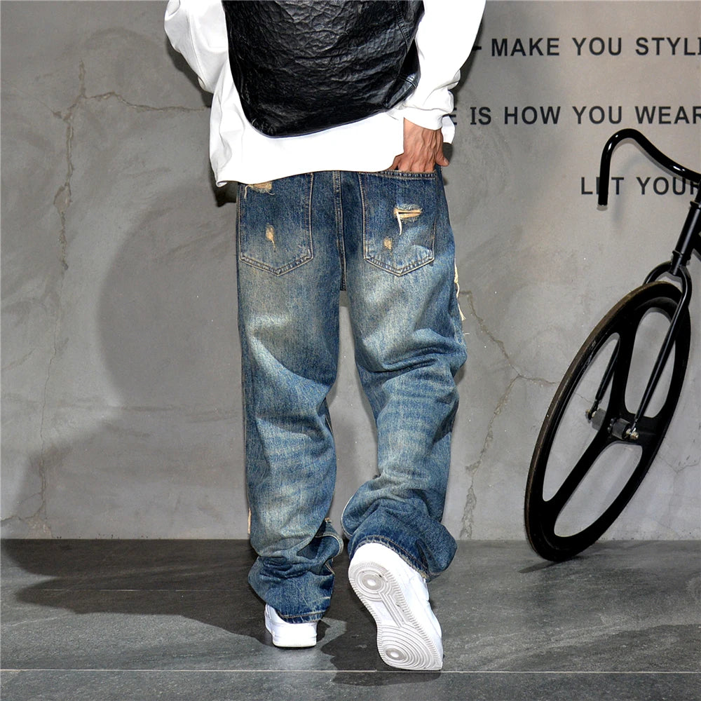 STREET Wide-leg denim pants,MEN