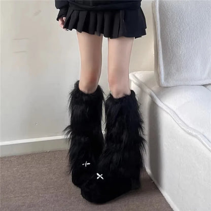 Faux rabbit fur foot covers 25/40cm