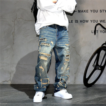 STREET Wide-leg denim pants,MEN